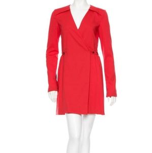Red long-sleeved cocktail dress